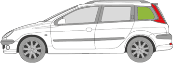 Afbeelding van Zijruit links Peugeot 206 SW