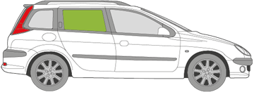 Afbeelding van Zijruit rechts Peugeot 206 SW