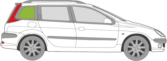 Afbeelding van Zijruit rechts Peugeot 206 SW