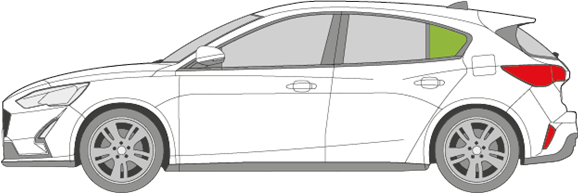 Afbeelding van Zijruit links Ford Focus 5 deurs 