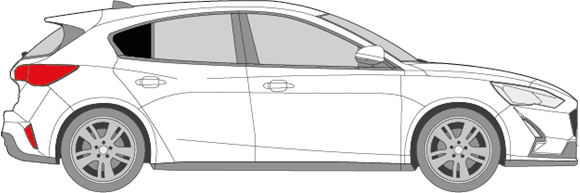 Afbeelding van Zijruit rechts Ford Focus 5 deurs (DONKERE RUIT)