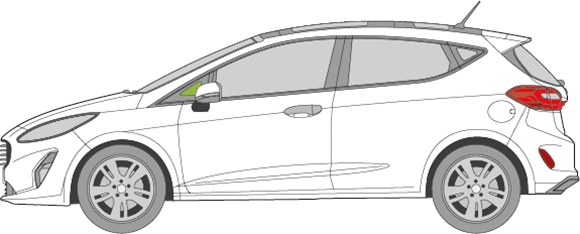 Afbeelding van Zijruit links Ford Fiesta 5 deurs (zwarte lijst)