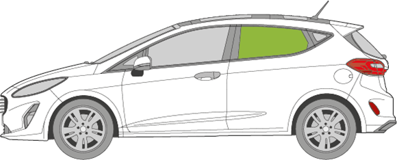 Afbeelding van Zijruit links Ford Fiesta 3 deurs (zwarte lijst)