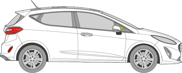 Afbeelding van Zijruit rechts Ford Fiesta 5 deurs (chroom lijst) 