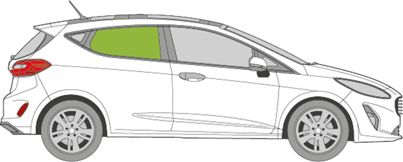 Afbeelding van Zijruit rechts Ford Fiesta 3 deurs (zwarte lijst)