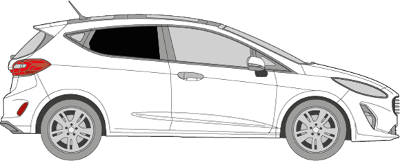 Afbeelding van Zijruit rechts Ford Fiesta 3 deurs (DONKERE RUIT met chroom lijst) 