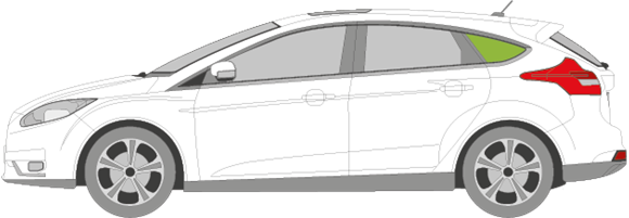 Afbeelding van Zijruit links Ford Focus 5 deurs (chroom lijst)