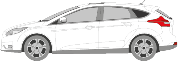 Afbeelding van Zijruit links Ford Focus 5 deurs (zwarte lijst)(DONKERE RUIT)