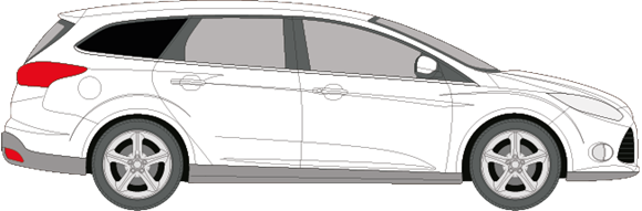 Afbeelding van Zijruit rechts Ford Focus break (chroom lijst)(DONKERE RUIT)