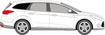Afbeelding van Zijruit rechts Ford Focus break (zwarte lijst)(DONKERE RUIT)