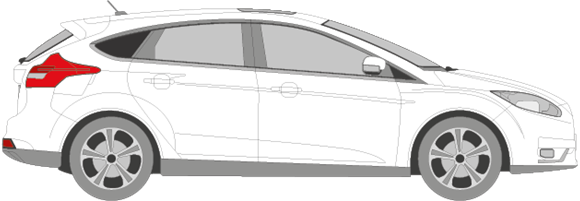 Afbeelding van Zijruit rechts Ford Focus 5 deurs (chroom lijst)(DONKERE RUIT)