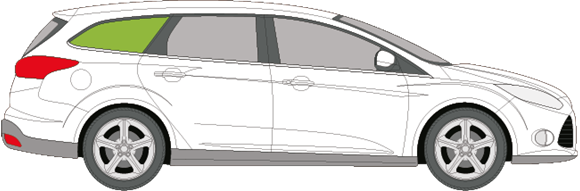 Afbeelding van Zijruit rechts Ford Focus break (zwarte lijst)