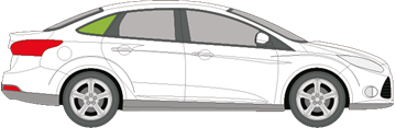 Afbeelding van Zijruit rechts Ford Focus sedan (zwarte lijst)