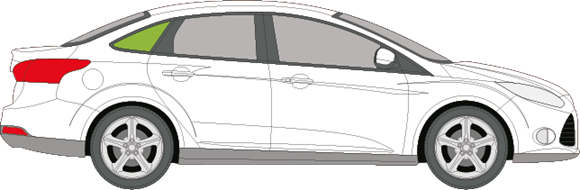 Afbeelding van Zijruit rechts Ford Focus sedan (zwarte lijst)