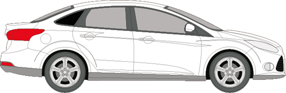 Afbeelding van Zijruit rechts Ford Focus sedan (chroom lijst)(DONKERE RUIT)