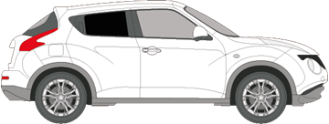 Afbeelding van Zijruit rechts Nissan Juke (DONKERE RUIT)