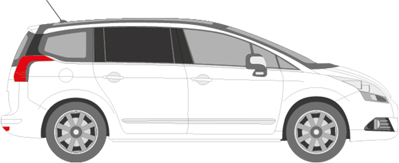 Afbeelding van Zijruit rechts Peugeot 5008 (DONKERE RUIT)