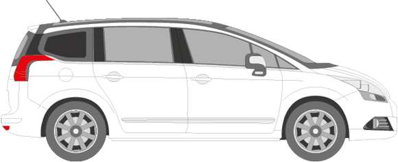 Afbeelding van Zijruit rechts Peugeot 5008 (DONKERE RUIT)