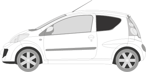 Afbeelding van Zijruit links Peugeot 107 3 deurs (DONKERE RUIT)