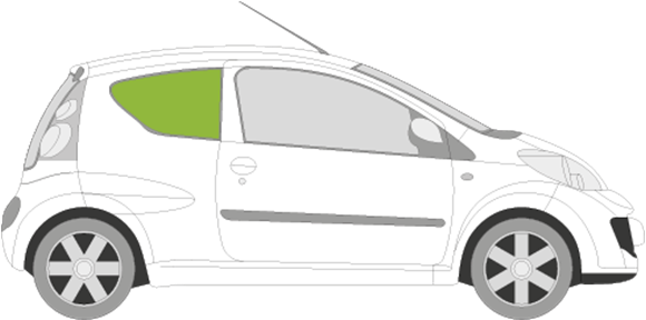 Afbeelding van Zijruit rechts Peugeot 107 3 deurs