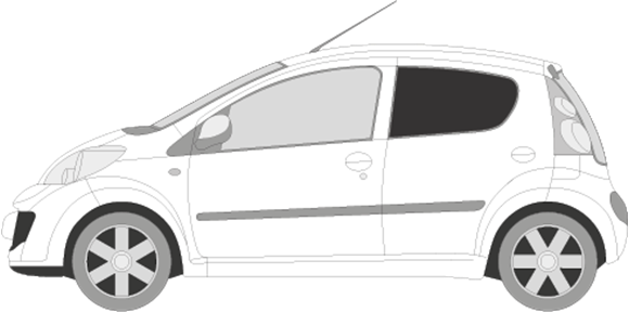 Afbeelding van Zijruit links Peugeot 107 5 deurs (DONKERE RUIT)