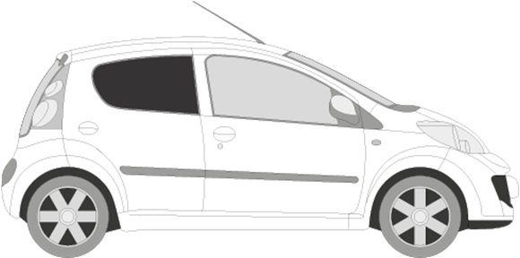 Afbeelding van Zijruit rechts Peugeot 107 5 deurs (DONKERE RUIT)