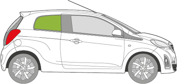 Afbeelding van Zijruit rechts Peugeot 108 3 deurs