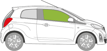 Afbeelding van Zijruit rechts Peugeot 108 3 deurs