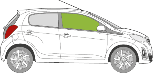 Afbeelding van Zijruit rechts Peugeot 108 5 deurs