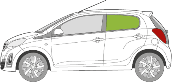 Afbeelding van Zijruit links Peugeot 108 5 deurs