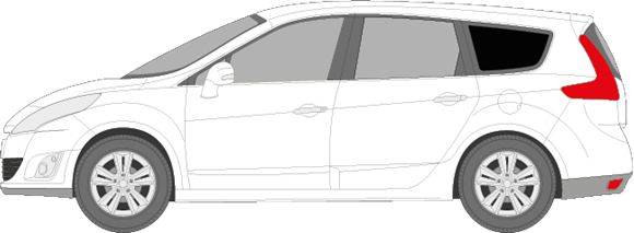 Afbeelding van Zijruit links Renault Mégane Grand Scenic (DONKERE RUIT)