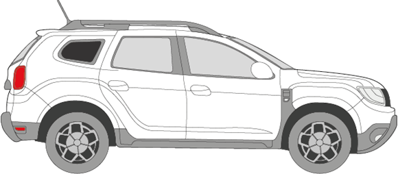 Afbeelding van Zijruit rechts Dacia Duster (DONKERE RUIT)