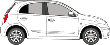 Afbeelding van Zijruit rechts Nissan Micra (DONKERE RUIT)