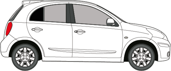 Afbeelding van Zijruit rechts Nissan Micra (DONKERE RUIT)