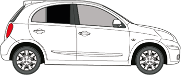 Afbeelding van Zijruit rechts Nissan Micra (DONKERE RUIT) 