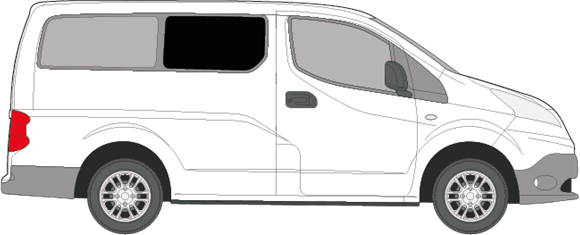 Afbeelding van Zijruit rechts Nissan NV200 (DONKERE RUIT)