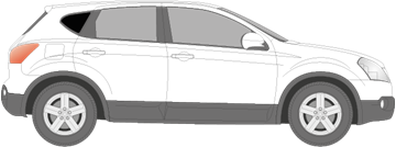 Afbeelding van Zijruit rechts Nissan Qashqai (DONKERE RUIT) 
