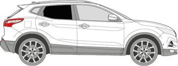 Afbeelding van Zijruit rechts Nissan Qashqai (DONKERE RUIT)