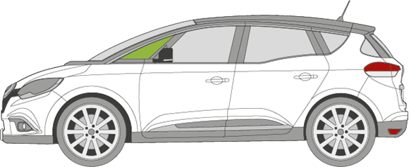 Afbeelding van Zijruit links Renault Mégane Scenic (ZONDER CHROOM)