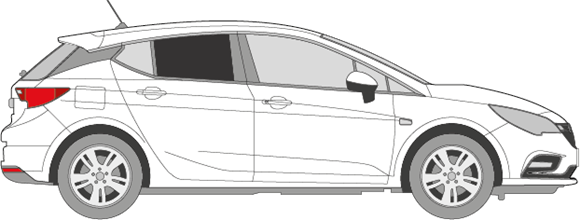 Afbeelding van Zijruit rechts Opel Astra 5-deurs (DONKERE RUIT)