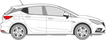 Afbeelding van Zijruit rechts Opel Astra 5-deurs (DONKER en chroom lijst)