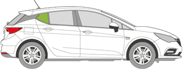 Afbeelding van Zijruit rechts Opel Astra 5-deurs (zwarte lijst)