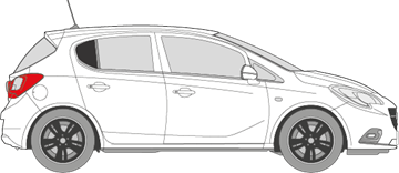 Afbeelding van Zijruit rechts Opel Corsa 5 deurs (DONKERE RUIT)