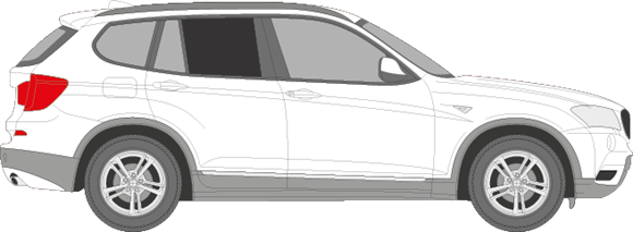 Afbeelding van Zijruit rechts BMW X3 2010-2013 (DONKERE RUIT)