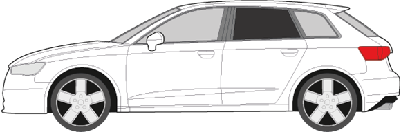 Afbeelding van Zijruit links Audi A3 5 deurs (DONKERE RUIT)