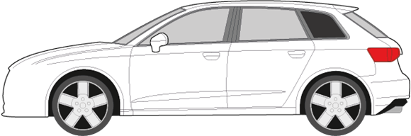 Afbeelding van Zijruit links Audi A3 5 deurs (DONKERE RUIT)