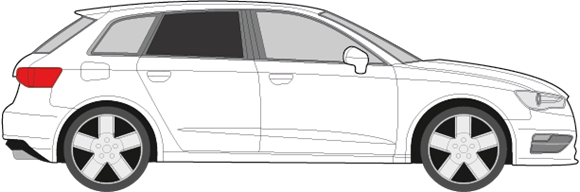 Afbeelding van Zijruit rechts Audi A3 5 deurs (DONKERE RUIT)