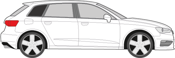 Afbeelding van Zijruit rechts Audi A3 5 deurs (DONKERE RUIT)