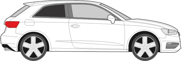 Afbeelding van Zijruit rechts Audi A3 3 deurs (DONKERE RUIT)