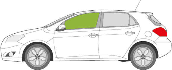 Afbeelding van Zijruit links Toyota Auris 5 deurs